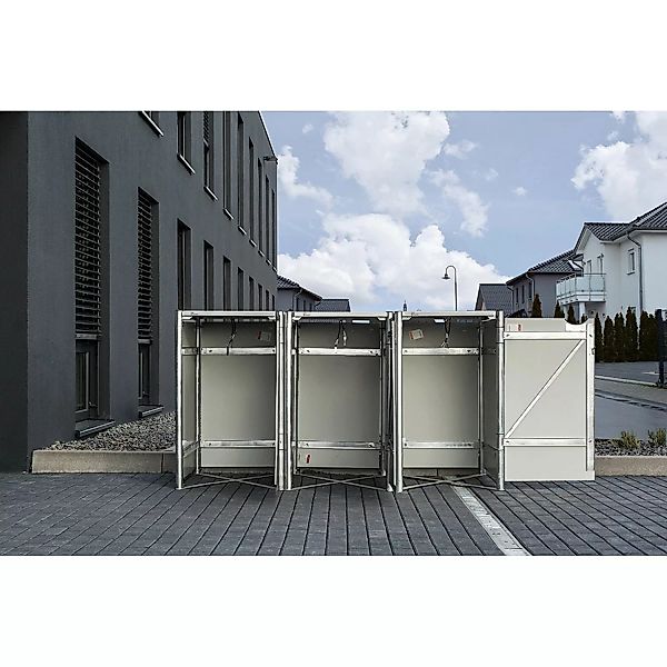 Hide Mülltonnenbox Kunststoff für 3 Tonnen 81 cm x 210 cm x 116 cm Schwarz günstig online kaufen