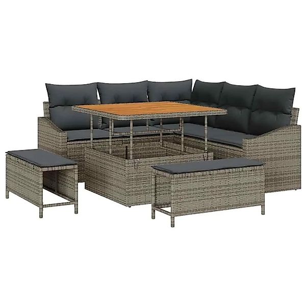 vidaXL Gartensofa-Set mit Kissen mit Speicher 8 Stk Grau Poly Rattan 336459 günstig online kaufen
