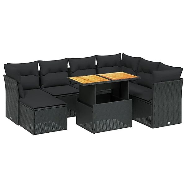 vidaXL 8-Tlg Garten-Sofagarnitur mit Kissen Schwarz Poly Rattan 3275491 günstig online kaufen