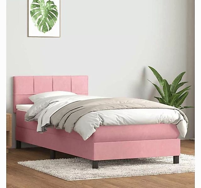 vidaXL Boxspringbett, Boxspringbett mit Matratze Rosa 80x210 cm Samt günstig online kaufen