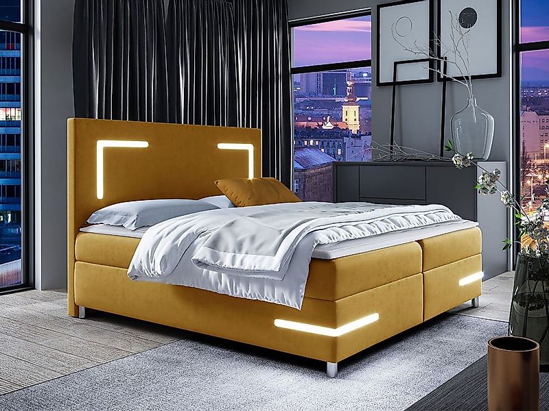 MIRJAN24 Boxspringbett Delos LED (mit Hauptmatratze, Topper und LED-Beleuch günstig online kaufen