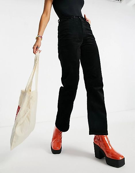 Weekday – Rowe – Cord-Hose aus Bio-Baumwolle in Schwarz günstig online kaufen