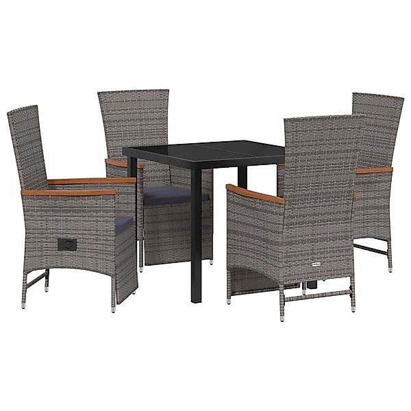 vidaXL Garten Essgruppe mit Kissen 5-Tlg Grau Poly Rattan 3379451 günstig online kaufen
