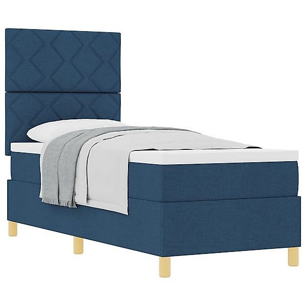 vidaXL Bett Boxspringbett mit Matratze Blau 80x200 cm Stoff (1-tlg) günstig online kaufen