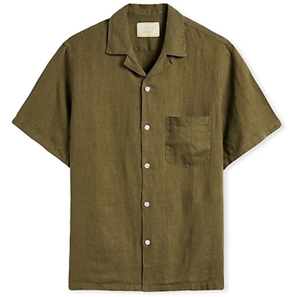 Portuguese Flannel  Hemdbluse Linen Camp Collar Shirt - Olive günstig online kaufen