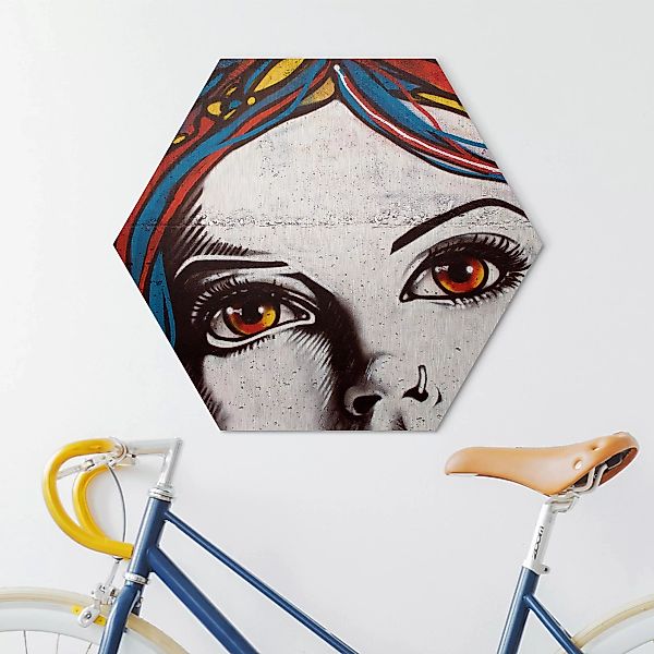 Hexagon-Alu-Dibond Bild Portrait Punk Graffiti günstig online kaufen