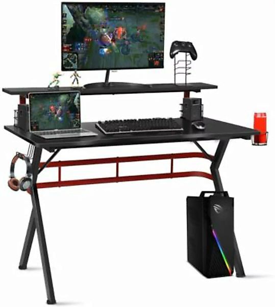 COSTWAY® Computertisch Gaming Tisch mit Monitorständer schwarz günstig online kaufen