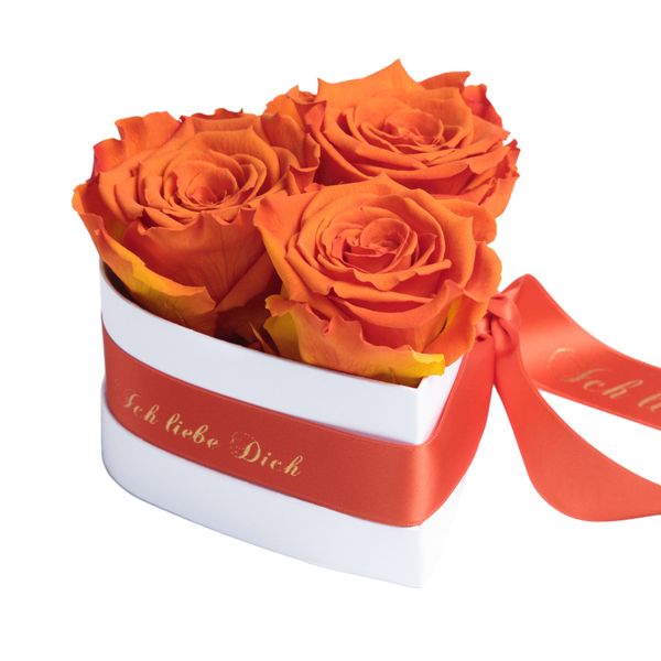 Kunstblume Rosenbox Herz 3 infinity Rosen günstig online kaufen