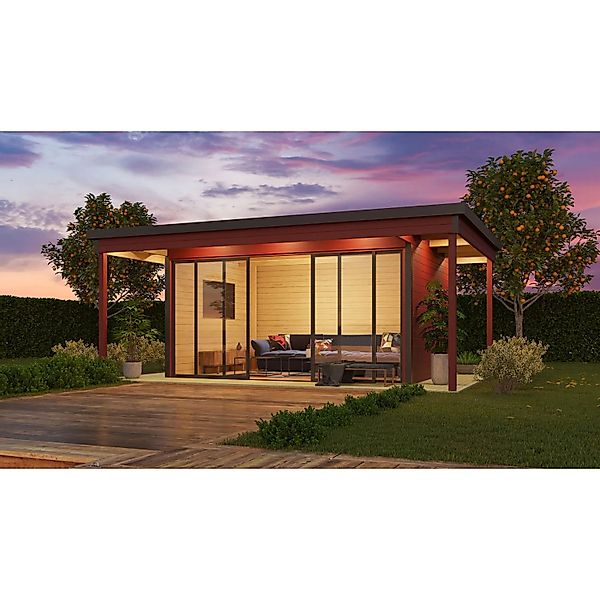 Lasita Gartenhaus Domeo 4 Loggia 578 cm x 401,9 cm Schwedenrot günstig online kaufen