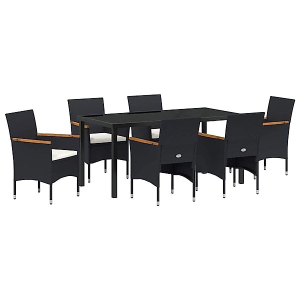 vidaXL Garten Essgruppe mit Kissen 7-Tlg Schwarz Poly Rattan 3379755 günstig online kaufen