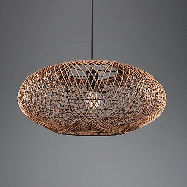 Trio Pendelleuchte  1-flammig  mit Sisal Schirm   ¦ holzfarben ¦ Maße (cm): günstig online kaufen