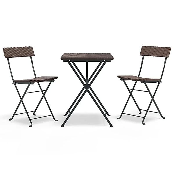 vidaXL 3-tlg Bistro-Set Klappbar Braun Poly Rattan günstig online kaufen