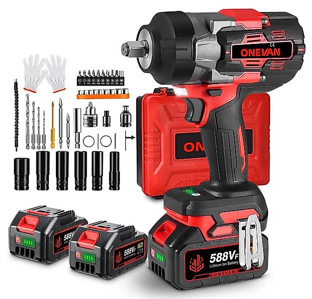 ONEVAN Akku-Schlagschrauber 2800Nm Akku-Schlagschrauber, 1/2 Zoll, 2x Akku, günstig online kaufen