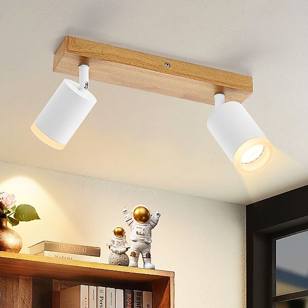 Nettlife Deckenstrahler Schwarz/Weiß GU10 Holz Vintage günstig online kaufen