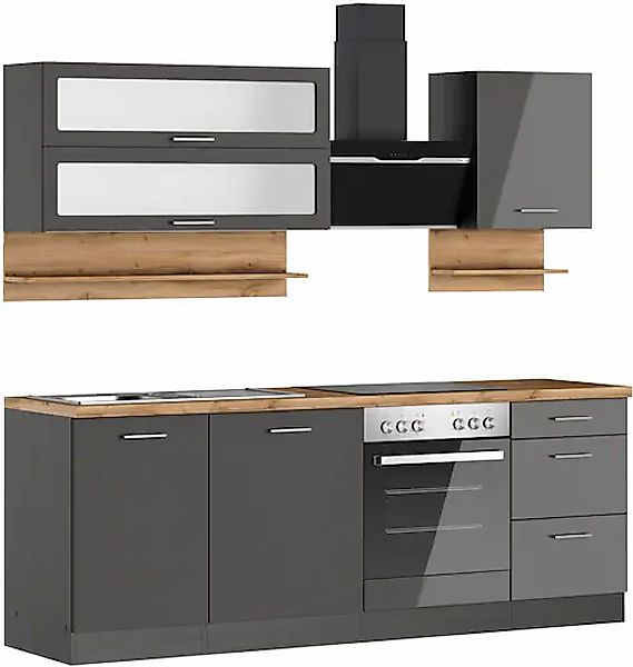 KOCHSTATION Küchenzeile »KS-Milan«, 220 cm breit, robuste Metallauszüge, vi günstig online kaufen