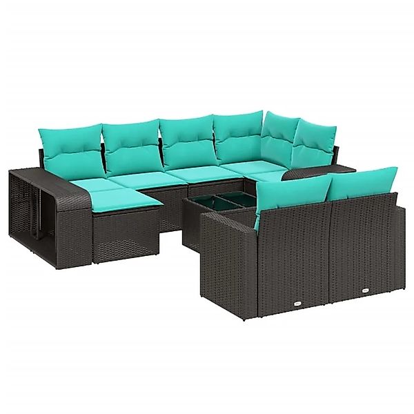 vidaXL 11-Tlg Gartensofa-Set mit Kissen Schwarz Polyrattan 3228907 günstig online kaufen