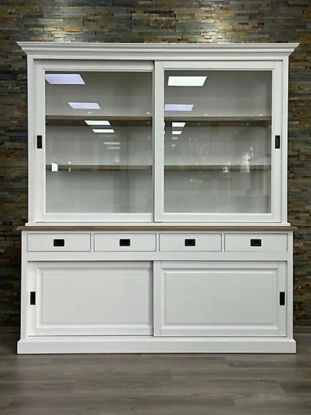 Wohnpalast Glasvitrine Vitrinen Schrank Neuss 200 cm weiß/eiche - Buffet Sc günstig online kaufen