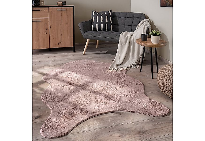 Paco Home Fellteppich Pelt 640, fellförmig, Höhe: 16 mm, Kunstfell, Uni Far günstig online kaufen