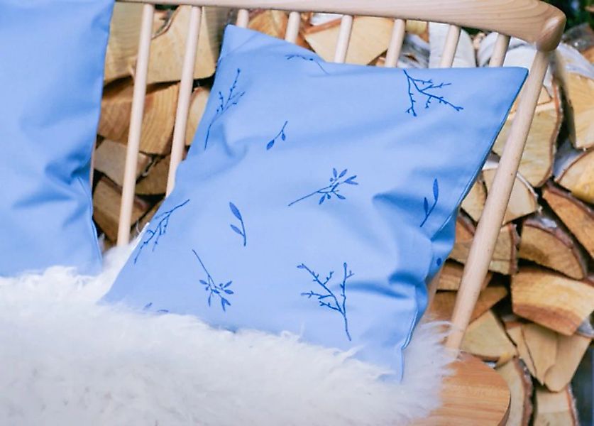 Kissenbezug "Sommer In Blau" Handbedruckt günstig online kaufen