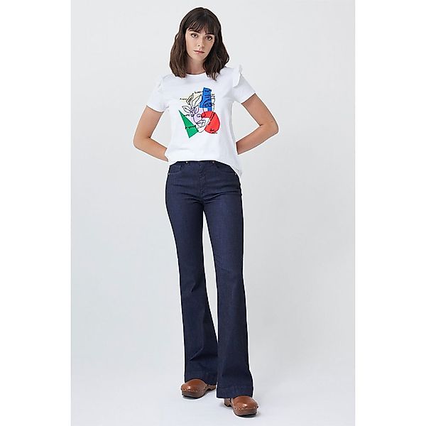 Salsa Jeans 125397-000 / Ruffled Kurzarm T-shirt L White günstig online kaufen