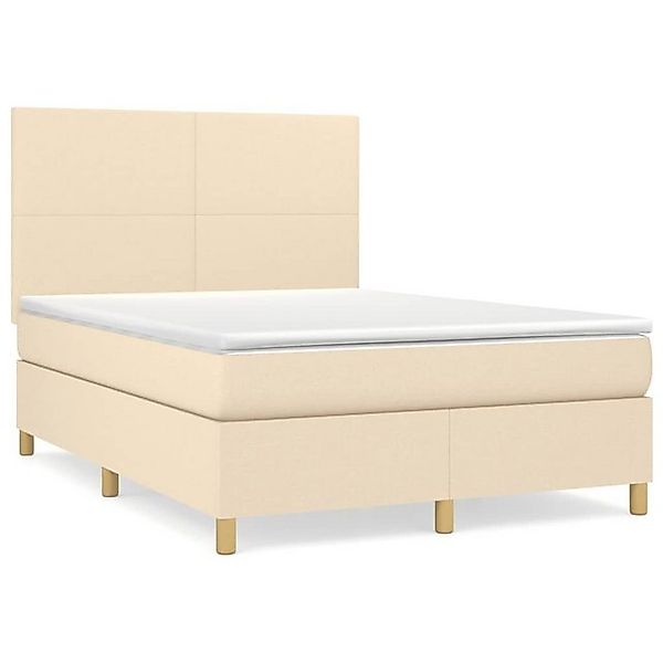 vidaXL Boxspringbett Boxspringbett mit Matratze Creme 140x190 cm Stoff Bett günstig online kaufen