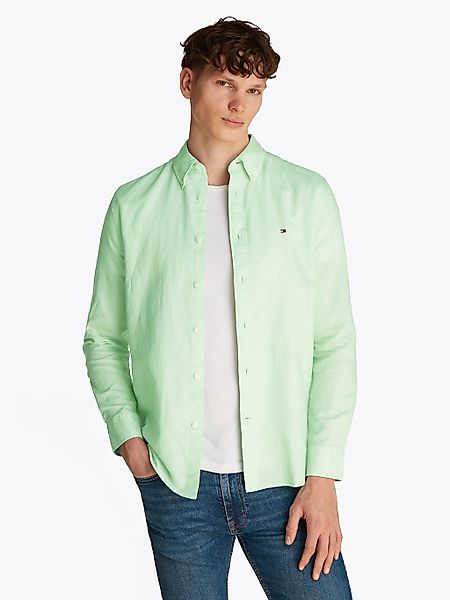 Tommy Hilfiger Langarmhemd "LINEN BLEND SOLID Regular Fit SHIRT" mit Button günstig online kaufen