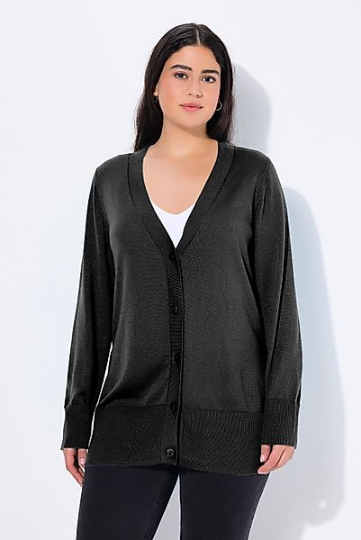 Ulla Popken Strickjacke Strickjacke V-Ausschnitt Knopfleiste günstig online kaufen