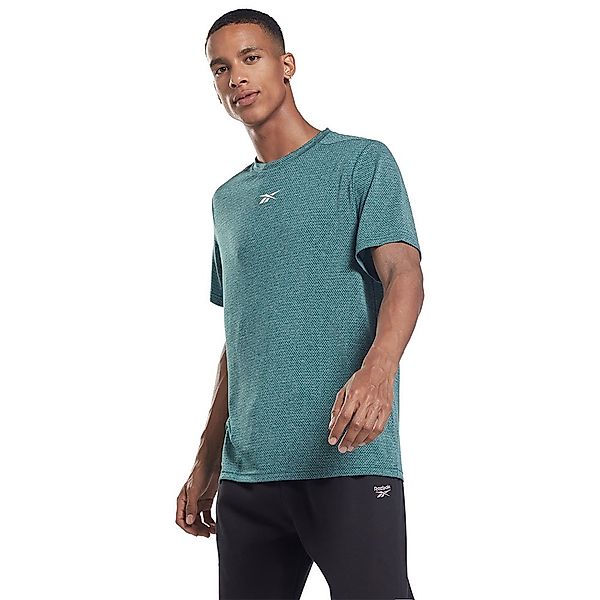 Reebok – T-Shirt in meliertem Blaugrün mit mittigem Logo günstig online kaufen