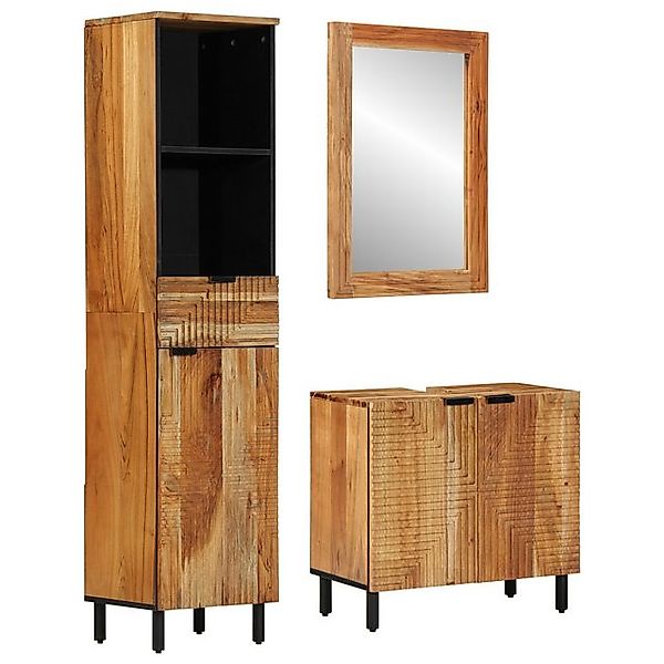 vidaXL Badezimmerspiegelschrank 3-teiliges Badezimmermöbelset aus braunem n günstig online kaufen
