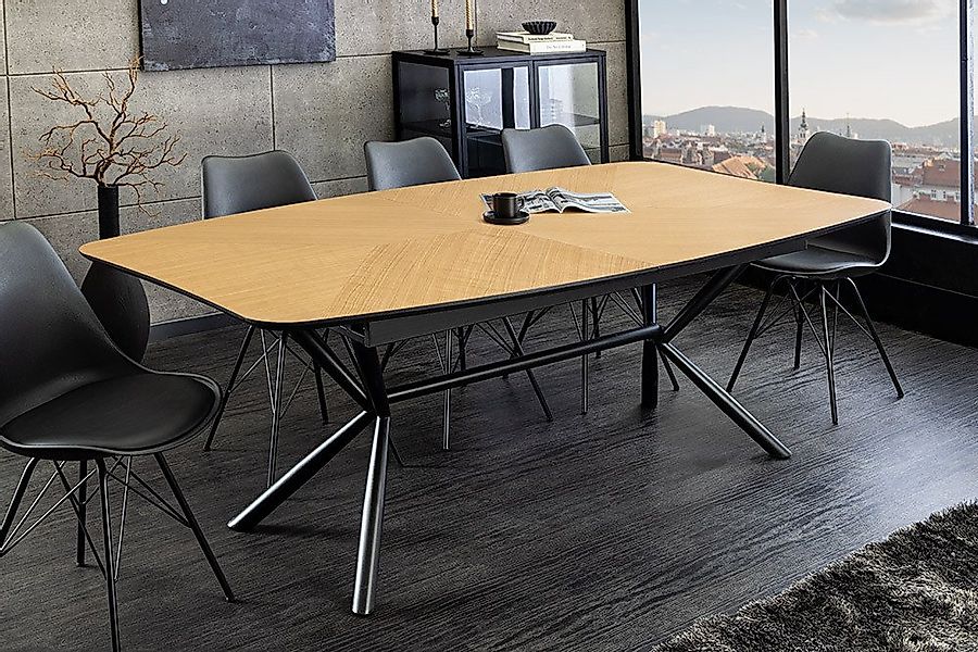 riess-ambiente Esstisch GRANDEZZA 180-270cm natur/schwarz - Eiche, Metall, günstig online kaufen