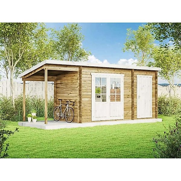 Alpholz Gartenhaus Holz Martina-28 mit Anbau günstig online kaufen