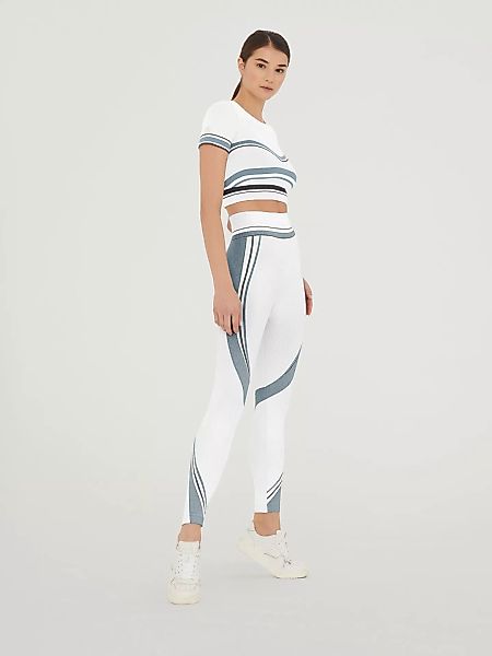 Wolford - Shaping Stripes Leggings, Frau, white/blue lurex/black, Größe: M günstig online kaufen