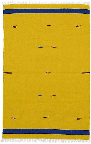 morgenland Wollteppich »Kelim Teppich handgewebt gelb«, rechteckig, Kurzflo günstig online kaufen
