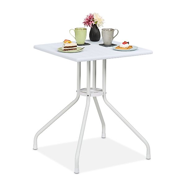 relaxdays Gartentisch in weißer Holzoptik günstig online kaufen