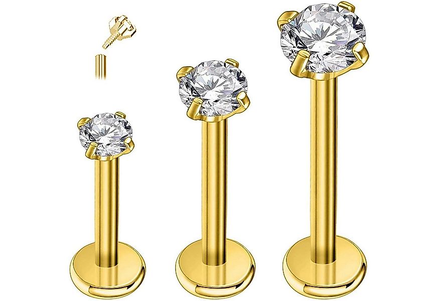 LuxusKollektion Piercing-Set Piercing Titan G23 Tragus Helix gold CZ Bar Di günstig online kaufen