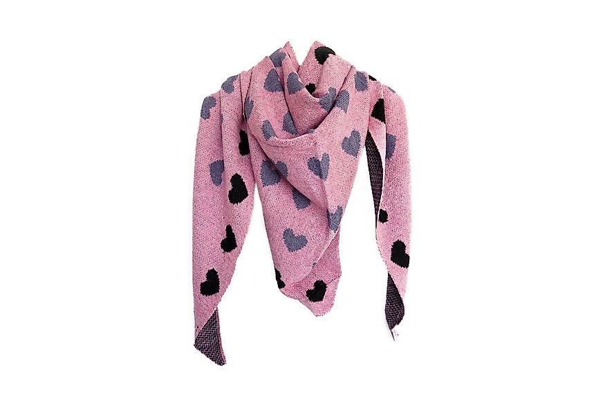 COFI 1453 Modeschal Eleganter Dreiecksschal mit Herzmuster für Damen 200x90 günstig online kaufen