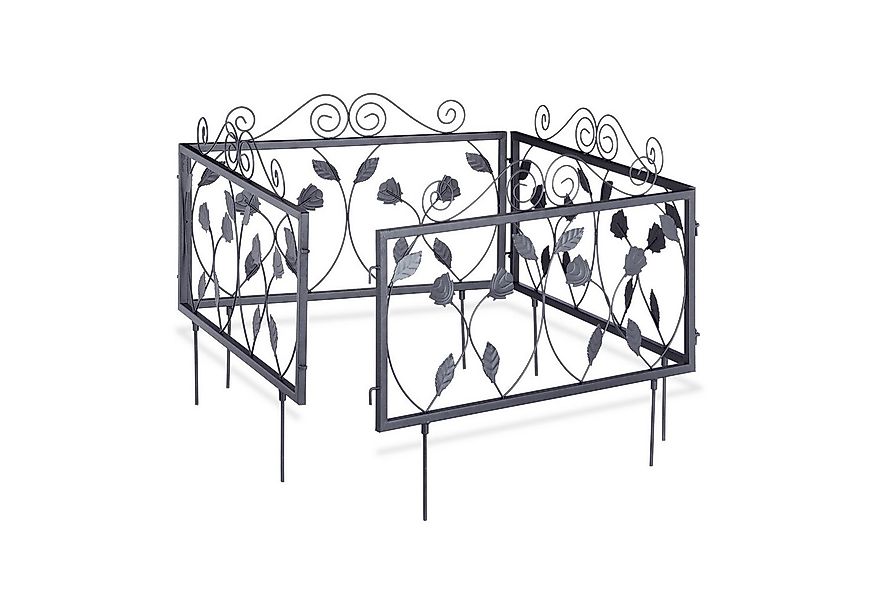 relaxdays Beetbegrenzung Beetzaun Metall 4er Set GOTH, B günstig online kaufen