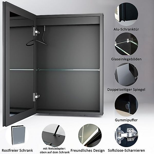 WDWRITTI Badezimmerspiegelschrank Aluminium 40x60cm Spiegelschrank klein Sc günstig online kaufen