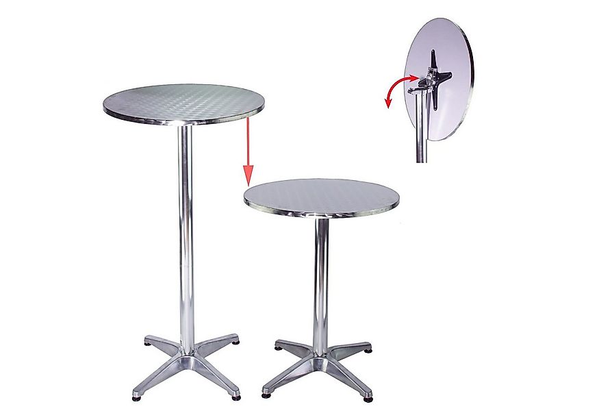 TRUTZHOLM Bistrotisch Stehtisch 2in1 höhenverstellbar 70/115cm Ø60cm Alumin günstig online kaufen