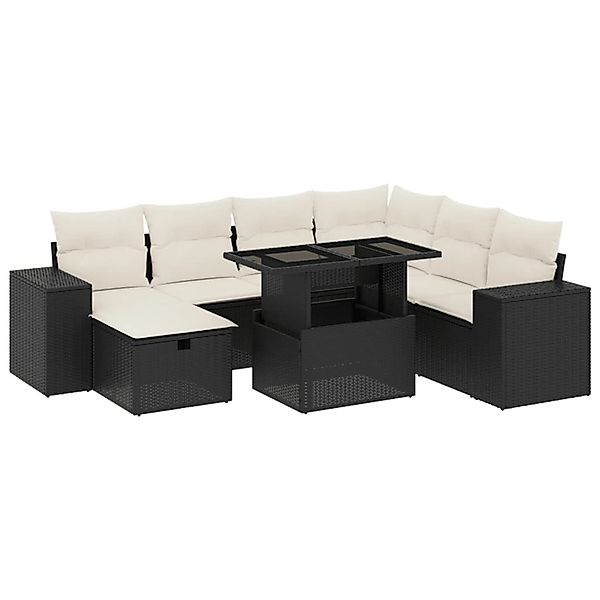 vidaXL 8-Tlg Garten-Sofagarnitur mit Kissen Schwarz Poly Rattan 3275316 günstig online kaufen