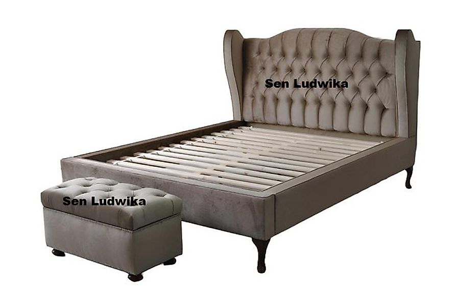 JVmoebel Bett Chesterfield Klassisches Bett Stoff Design Couch Polster 160/ günstig online kaufen