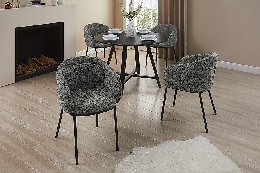 riess-ambiente Esszimmerstuhl FLORENZ granitgrau / schwarz - Strukturstoff, günstig online kaufen