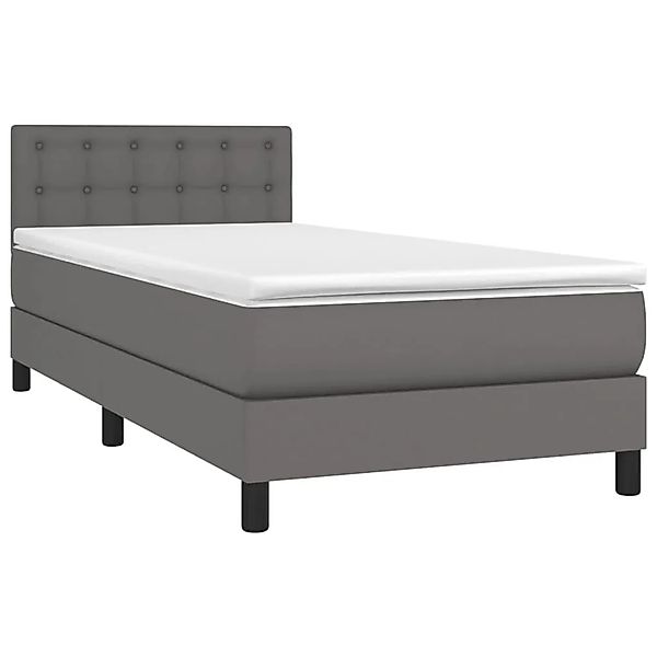 vidaXL Boxspringbett mit Matratze & LED Grau 90x200 cm Kunstleder 3134205 günstig online kaufen