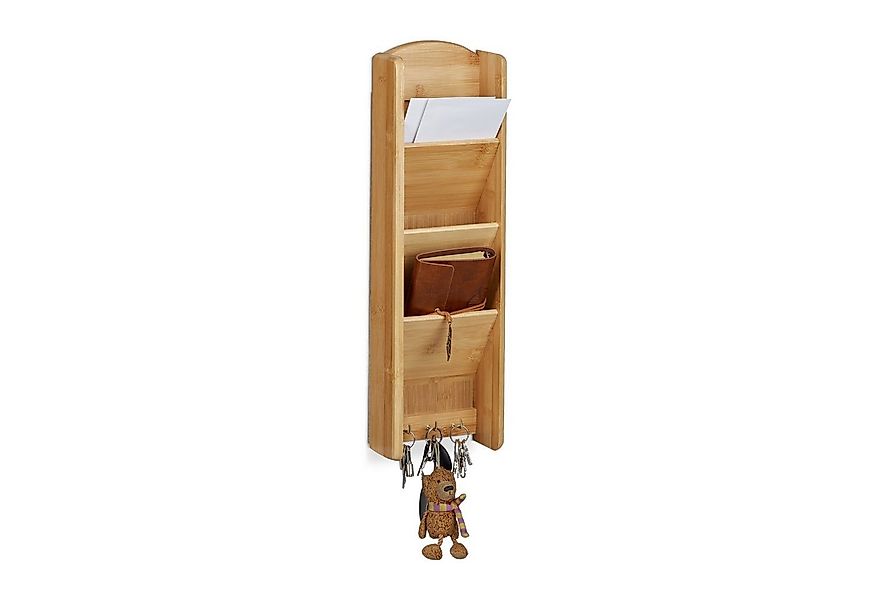 relaxdays Schlüsselbrett mit Ablage Bambus günstig online kaufen