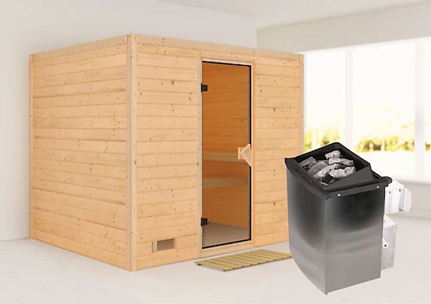 Karibu Sauna »Soraja« Set, 9-kW-Ofen mit integrierter Steuerung günstig online kaufen
