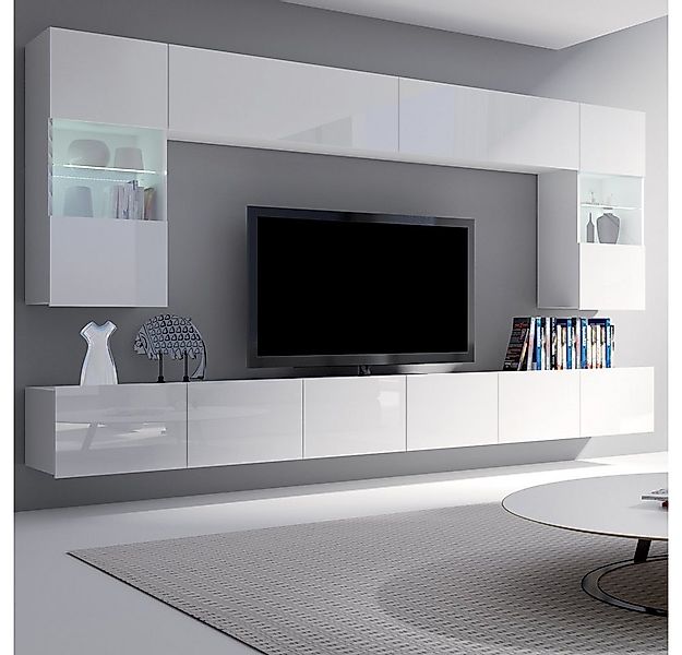 Lomadox Wohnwand CAIRNS-132, (6-St), in weiß Hochglanz, Modern, grifflos günstig online kaufen