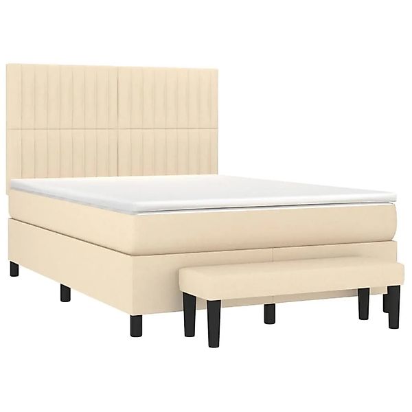 vidaXL Boxspringbett mit Matratze Creme 140x200 cm Stoff 3136762 günstig online kaufen