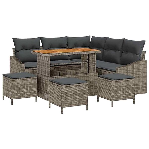 vidaXL 9-Teiliges Garten-Sofa-Set mit Kissen in Grau aus Poly Rattan 336266 günstig online kaufen