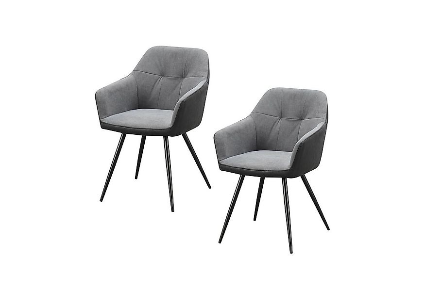 HTI-Living Esszimmerstuhl Esszimmerstuhl 2er Set Anthrazit/Grau Joschka (Se günstig online kaufen
