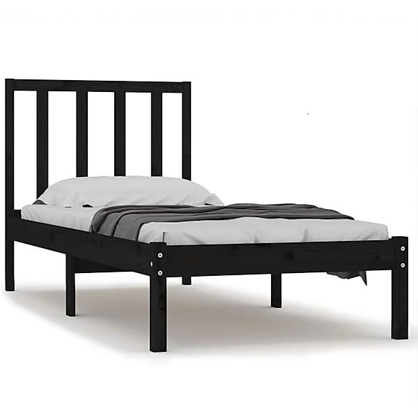 vidaXL Bett Massivholzbett Schwarz Kiefer 75x190 günstig online kaufen